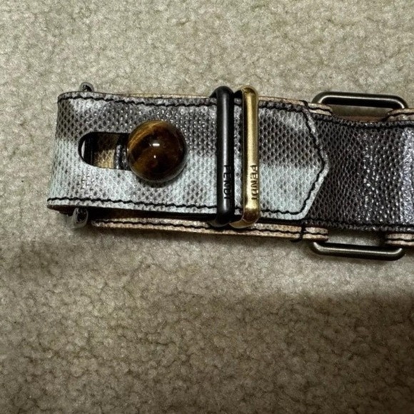 ?Vintange FENDI⭐ Snakeskin Leather Belt‎ With Cateye & Blue Onyx Accent Buttons main image 16